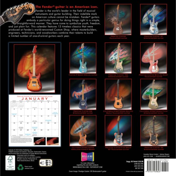 2025 Fender  Custom Shop Calendar