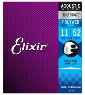 Elixir Polyweb Acoustic Guitar Strings Custom Light 11-52