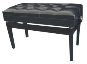 Extra Long Adjustable Piano Stool with Storage | Black