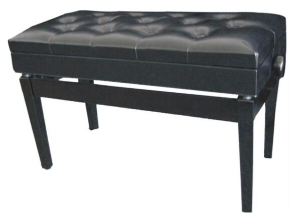 Extra Long Adjustable Piano Stool with Storage | Black