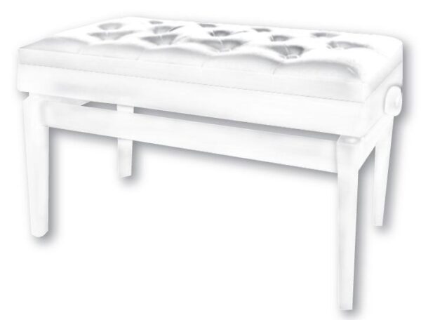 Extra Long Adjustable Piano Stool with Storage | White