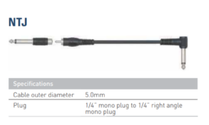 Leem NTJ-6 | Track Recording | 1/4″ Mono to 1/4″ right Angle Mono| 6ft