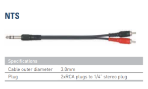 Leem NTS-9 | Track Recording | 2 x RCA Plugs to 1/4″ Stereo Plug | 9ft