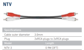 Leem NTV-3 | Track Recording | 2 x RCA Plugs to 2 x RCA Plugs | 3ft