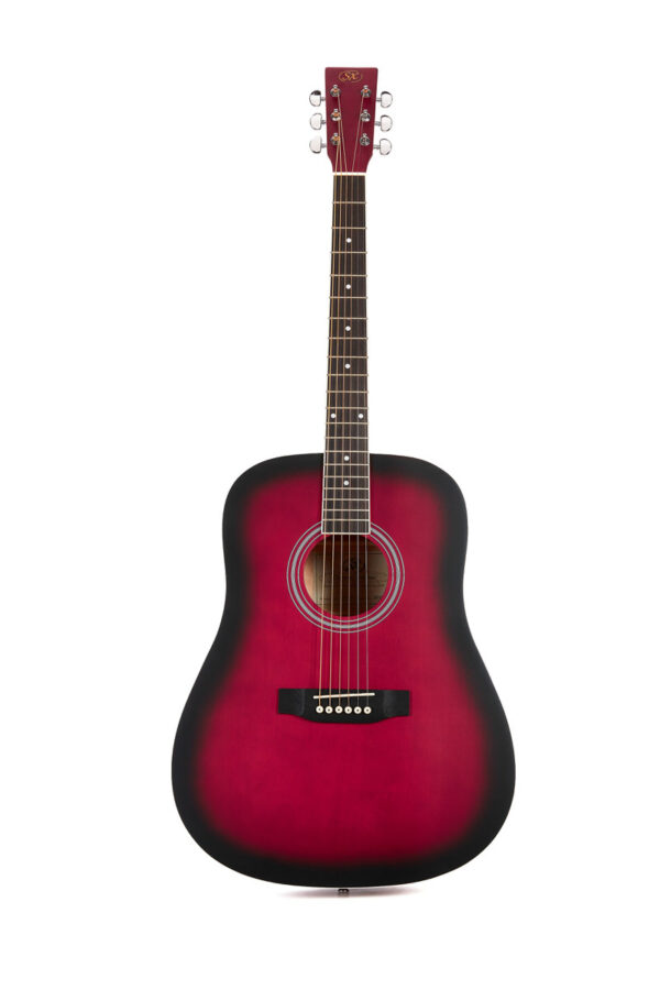 SX SD104 Dreadnought Acoustic Guitar | Satin Red