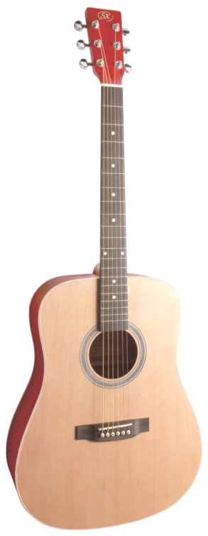 SX SD204 TRD Dreadnought Natural Top , Trans Red Back and Sides