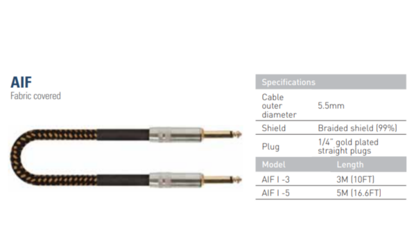 Leem AIF-1-5 |Guitar lead | for Electro-Acoustic models |5 metres