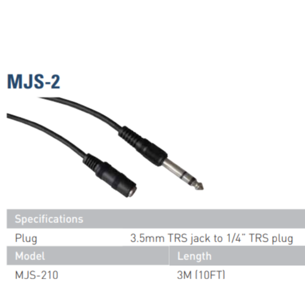 Leem MJS-210 | Audio Cable | TRS Jack to 1/4″ TRS Plug