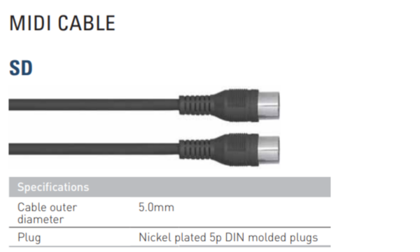 Leem SD-10 | Midi Cable | Nickel Plated 5 pin DIN molded Plugs