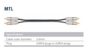 Leem MTL-3 | Metal 2 x RCA to 2 x RCA | 3ft