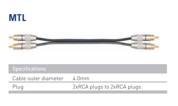 Leem MTL-3 | Metal 2 x RCA to 2 x RCA | 3ft