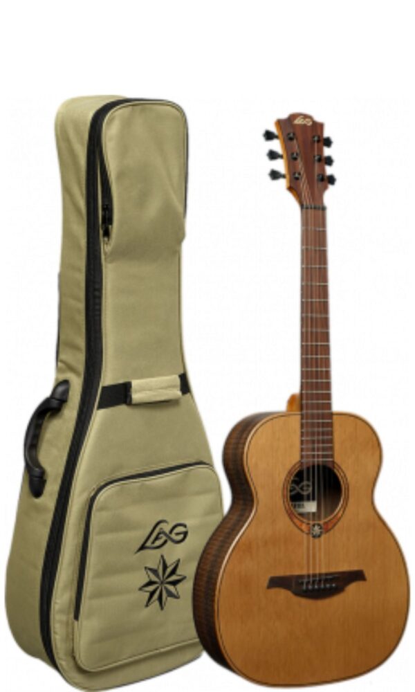 Lag Travel RCS | Travel Guitar with Gigbag | Red Cedar Sauvage