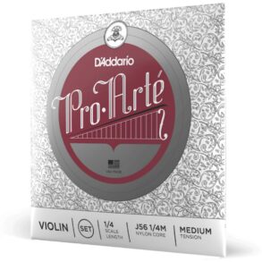 Daddario Pro-Arte Violin String Set, 1/4 Scale, Medium Tension