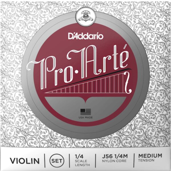 Daddario Pro-Arte Violin String Set, 1/4 Scale, Medium Tension