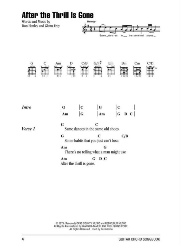 The Eagles | Guitar Chord Songbook | Melody, Lyrics and Chords