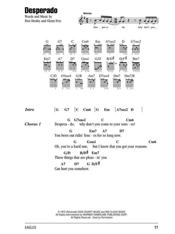 The Eagles | Guitar Chord Songbook | Melody, Lyrics and Chords