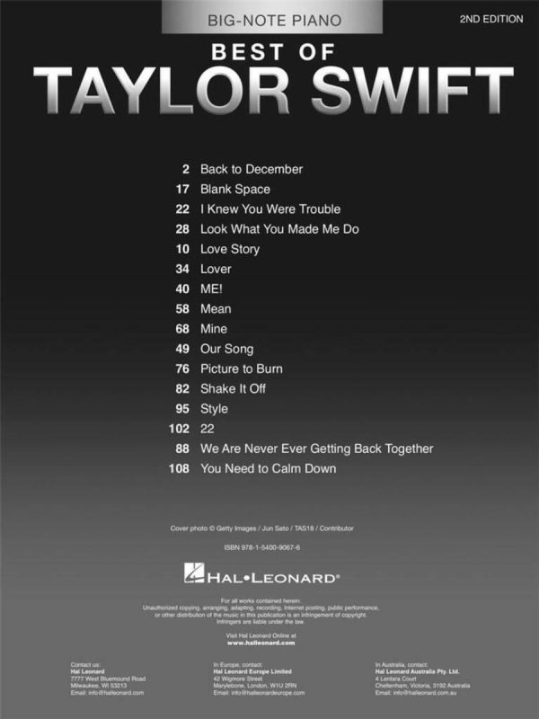 Taylor Swift: Best of Taylor Swift - 2nd Edition: Piano Solo