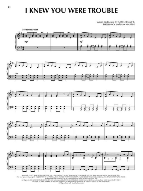 Taylor Swift | For Piano Solo - 3rd Edition | Piano Solo