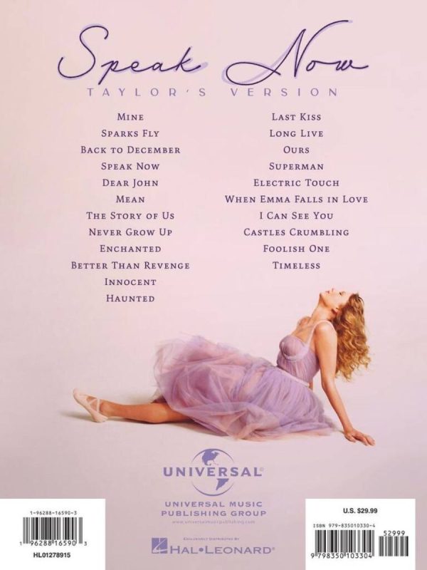 Taylor Swift - Speak Now (Taylor's Version): Piano, Vocal, Guitar